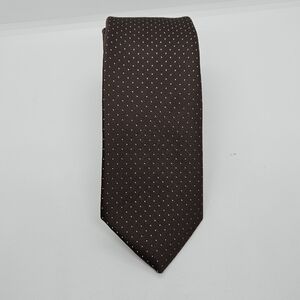 vintage Robert Stewart for Gimbels brown tie with white dots 2.75 in wide
